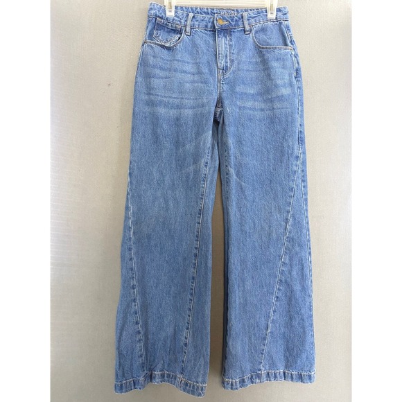 Empyre Denim - Empyre Womens Wide Leg Jeans Blue Medium Wash High Rise Panel Seam Streetwear